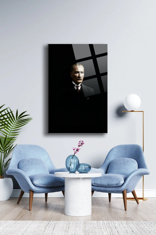 Atatürk Cam Tablo - Portre - Cam Tablo - Duvar Dekoru - Atatürk Portresi - Kaliteli Baskı Ata025 - Alcor Shop