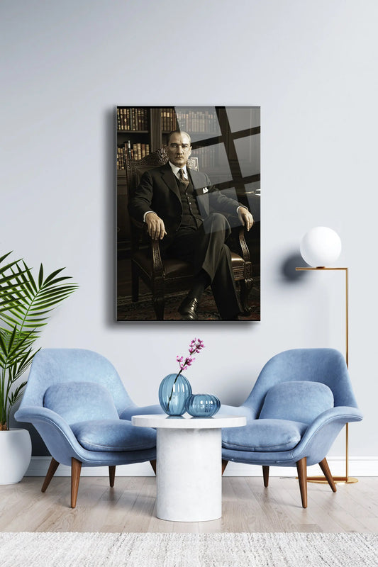 Atatürk Cam Tablo - Portre - Cam Tablo - Duvar Dekoru - Atatürk Portresi - Kaliteli Baskı Ata029 - Alcor Shop