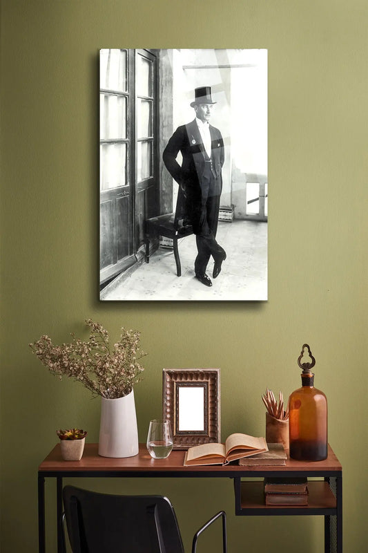 Atatürk Cam Tablo - Portre - Cam Tablo - Duvar Dekoru - Atatürk Portresi - Kaliteli Baskı Ata035 - Alcor Shop