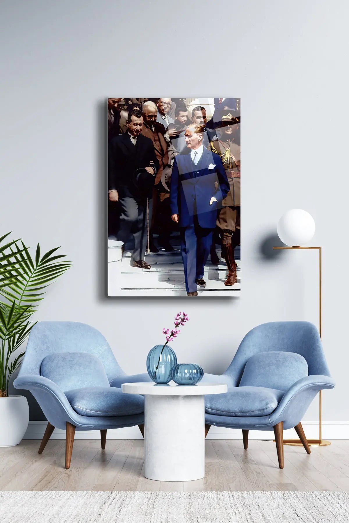 Atatürk Cam Tablo - Portre - Cam Tablo - Duvar Dekoru - Atatürk Portresi - Kaliteli Baskı Ata006 - Alcor Shop