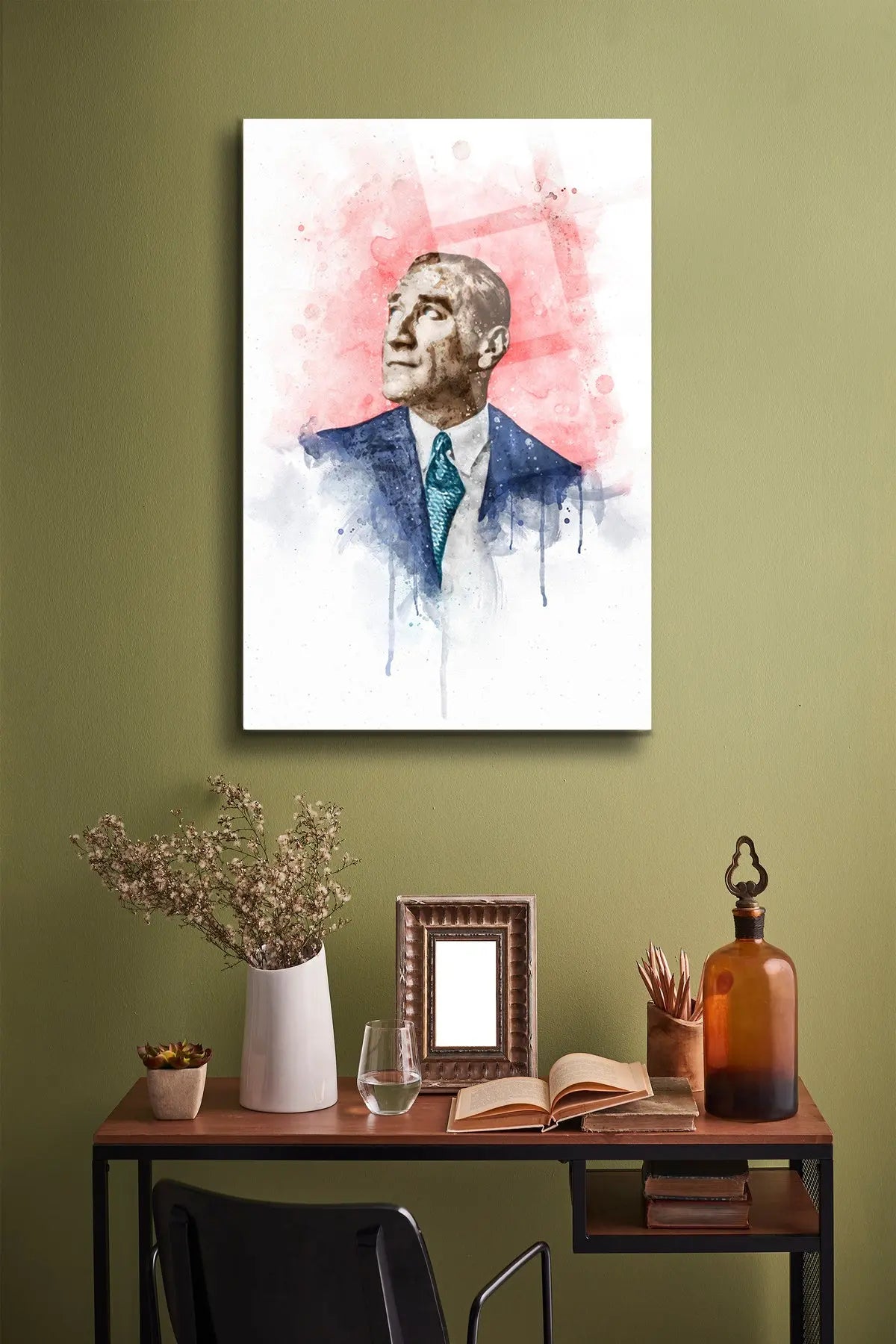 Atatürk Cam Tablo - Portre - Cam Tablo - Duvar Dekoru - Atatürk Portresi - Kaliteli Baskı Ata033 - Alcor Shop
