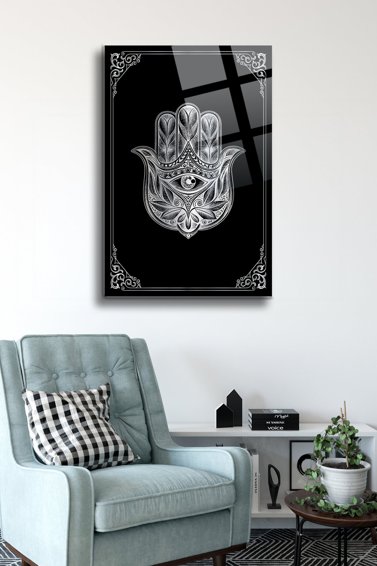 Fatma Ana Eli Cam Tablo - Nazar - Nazarlık - Dini Tablo - İslami Tablo - Dua Tablo Alh002