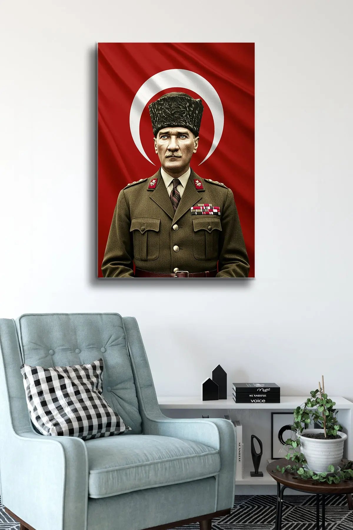 Atatürk Cam Tablo - Portre - Cam Tablo - Duvar Dekoru - Atatürk Portresi - Kaliteli Baskı Ata012 - Alcor Shop