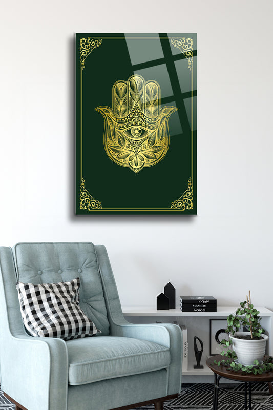 Fatma Ana Eli Cam Tablo - Nazar - Nazarlık - Dini Tablo - İslami Tablo - Dua Tablo Alh004