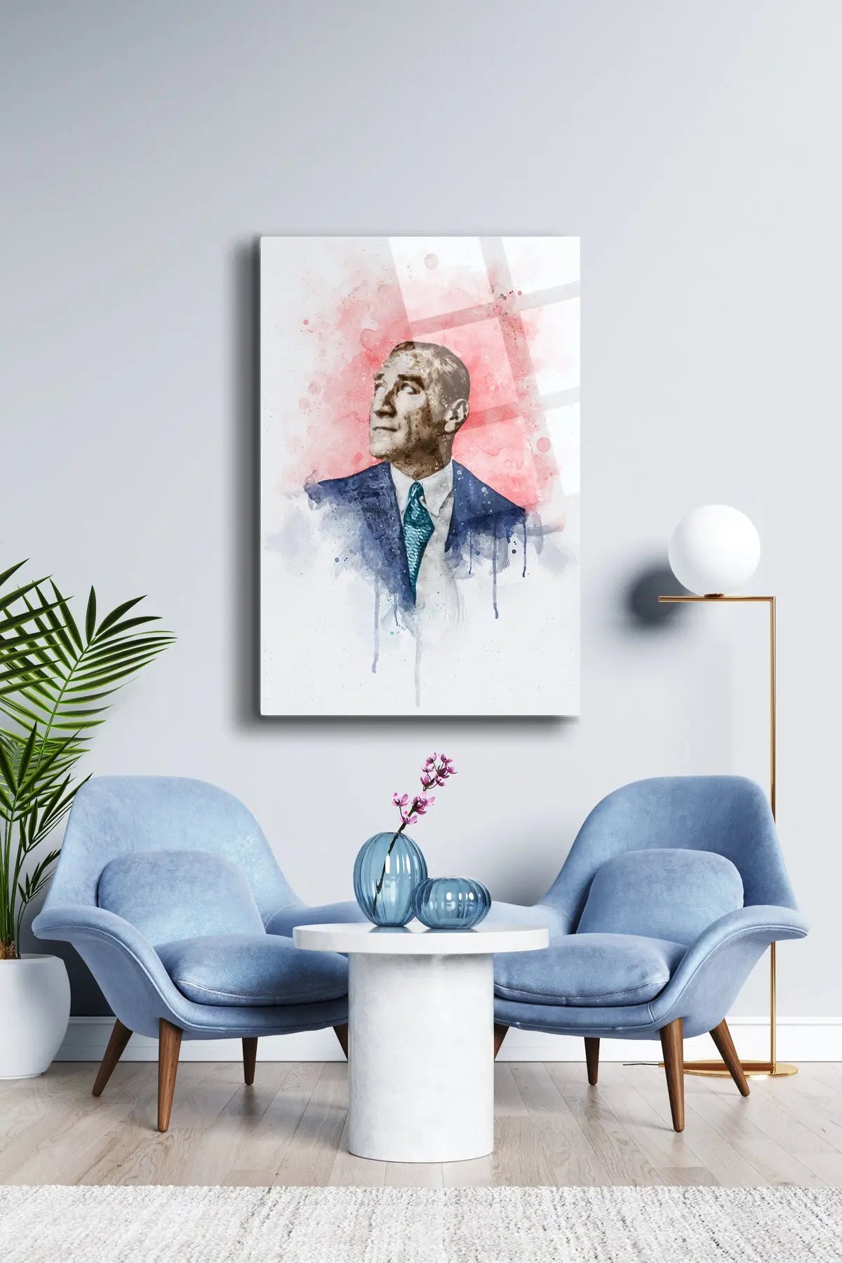 Atatürk Cam Tablo - Portre - Cam Tablo - Duvar Dekoru - Atatürk Portresi - Kaliteli Baskı Ata033 - Alcor Shop