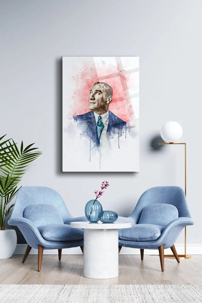 Atatürk Cam Tablo - Portre - Cam Tablo - Duvar Dekoru - Atatürk Portresi - Kaliteli Baskı Ata033 - Alcor Shop
