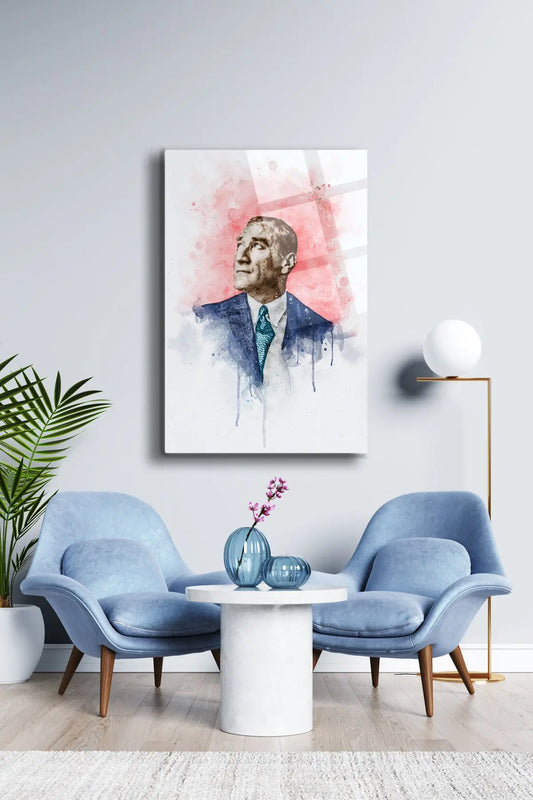 Atatürk Cam Tablo - Portre - Cam Tablo - Duvar Dekoru - Atatürk Portresi - Kaliteli Baskı Ata033 - Alcor Shop