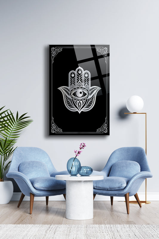 Fatma Ana Eli Cam Tablo - İslami Tablo - Nazar Duası - Dini Tablo - Cam Duvar Dekoru Alh034