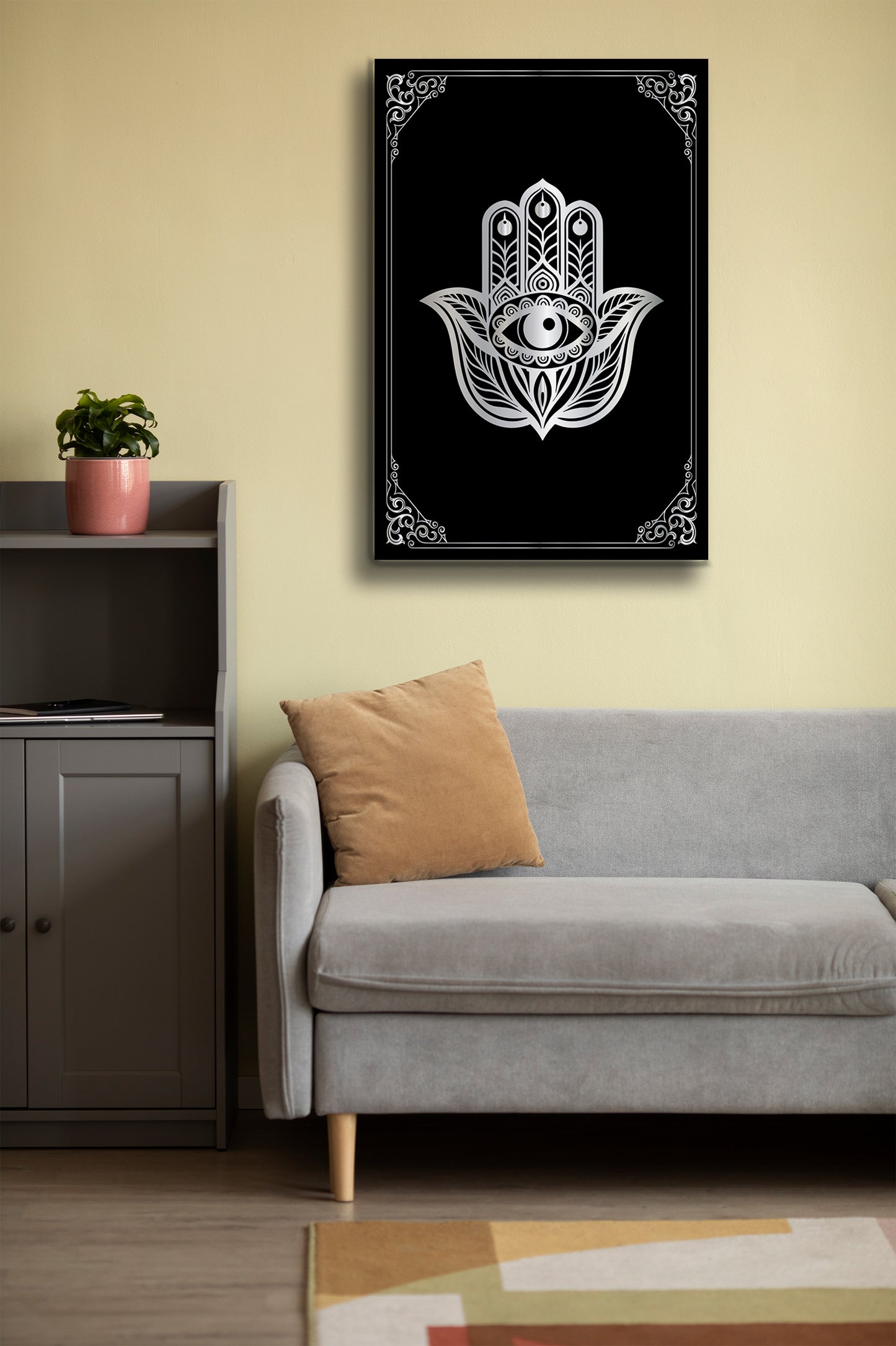 Fatma Ana Eli Cam Tablo - İslami Tablo - Nazar Duası - Dini Tablo - Cam Duvar Dekoru Alh034