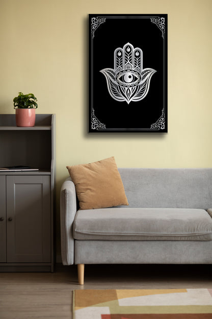 Fatma Ana Eli Cam Tablo - İslami Tablo - Nazar Duası - Dini Tablo - Cam Duvar Dekoru Alh034