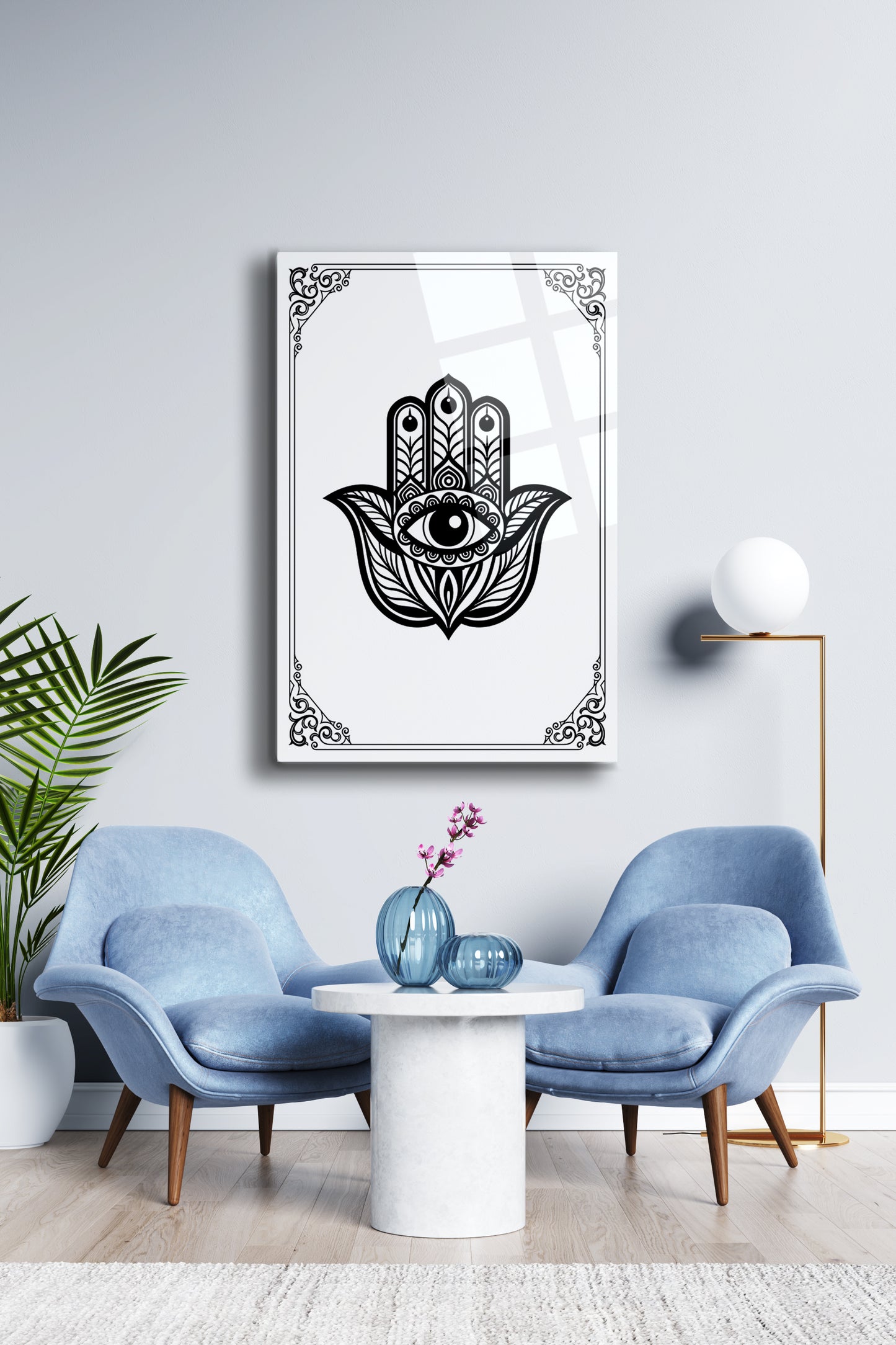 Fatma Ana Eli Cam Tablo - İslami Tablo - Nazar Duası - Dini Tablo - Cam Duvar Dekoru Alh035