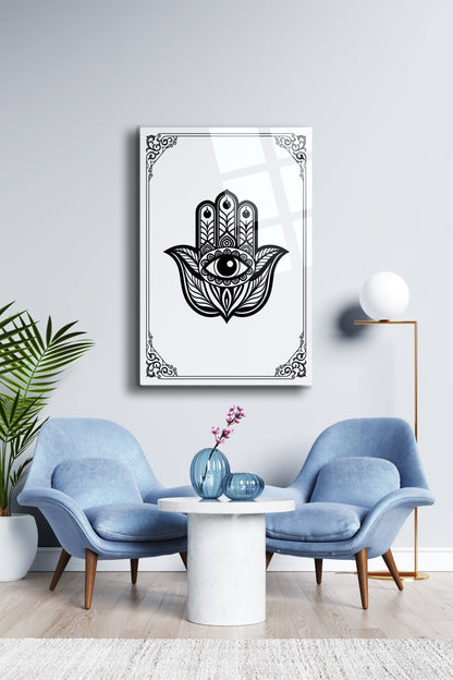 Fatma Ana Eli Cam Tablo - İslami Tablo - Nazar Duası - Dini Tablo - Cam Duvar Dekoru Alh035