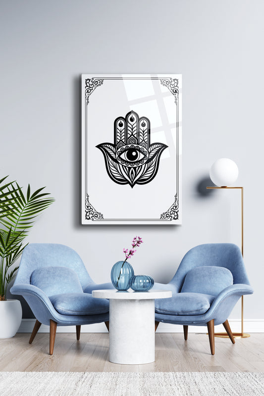 Fatma Ana Eli Cam Tablo - İslami Tablo - Nazar Duası - Dini Tablo - Cam Duvar Dekoru Alh035