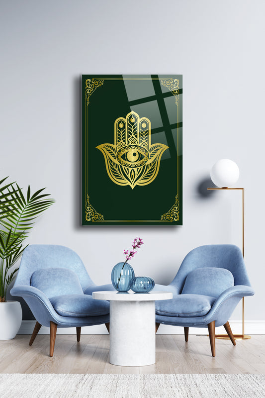 Fatma Ana Eli Cam Tablo - İslami Tablo - Nazar Duası - Dini Tablo - Cam Duvar Dekoru Alh036