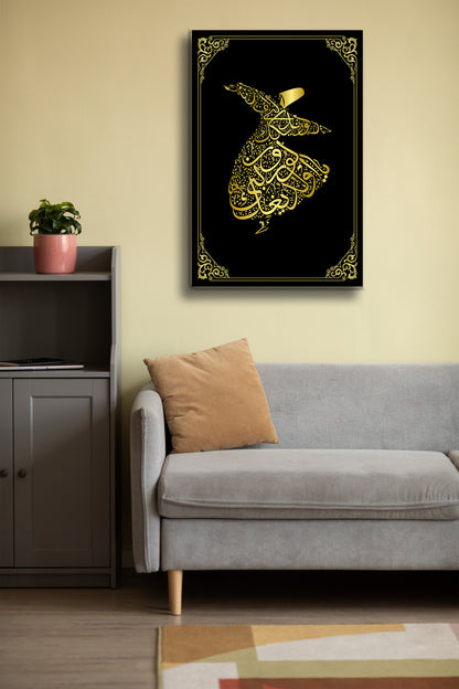 Hat Sanatı Dini Cam Tablo - Dini Tablo - İslami Tablo - Dua Tablo - Mevlana Duvar Dekoru Alh005