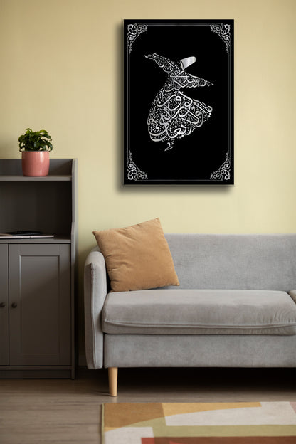 Hat Sanatı Dini Cam Tablo - Dini Tablo - İslami Tablo - Dua Tablo - Mevlana Duvar Dekoru Alh006