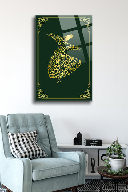 Hat Sanatı Dini Cam Tablo - Dini Tablo - İslami Tablo - Dua Tablo - Mevlana Duvar Dekoru Alh008