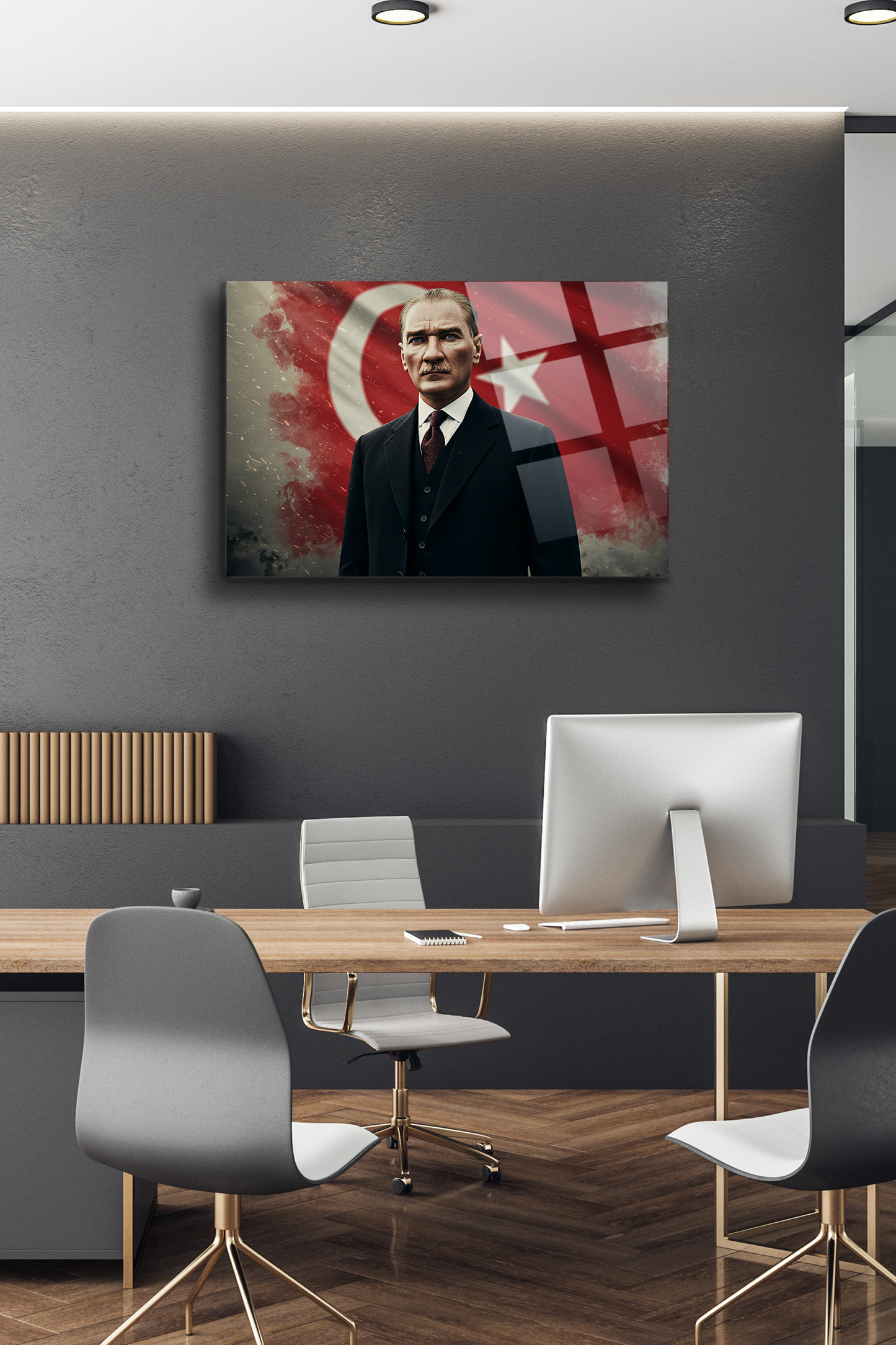 Atatürk Cam Tablo-Portre - Cam Tablo - Duvar Dekoru - Atatürk Portresi - Kaliteli Baskı Ata042
