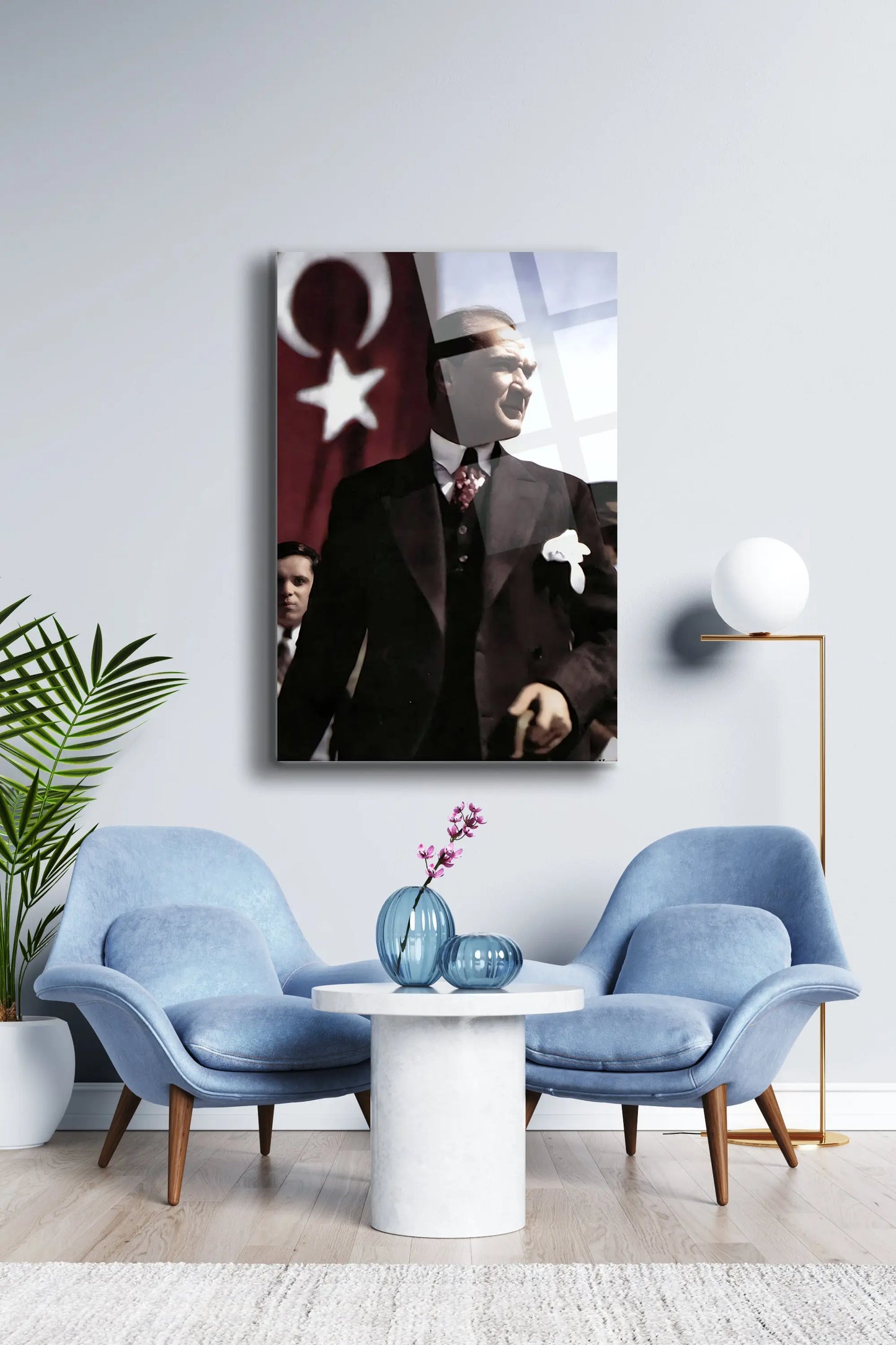 Atatürk Cam Tablo - Portre - Cam Tablo - Duvar Dekoru - Atatürk Portresi - Kaliteli Baskı Ata002 - Alcor Shop
