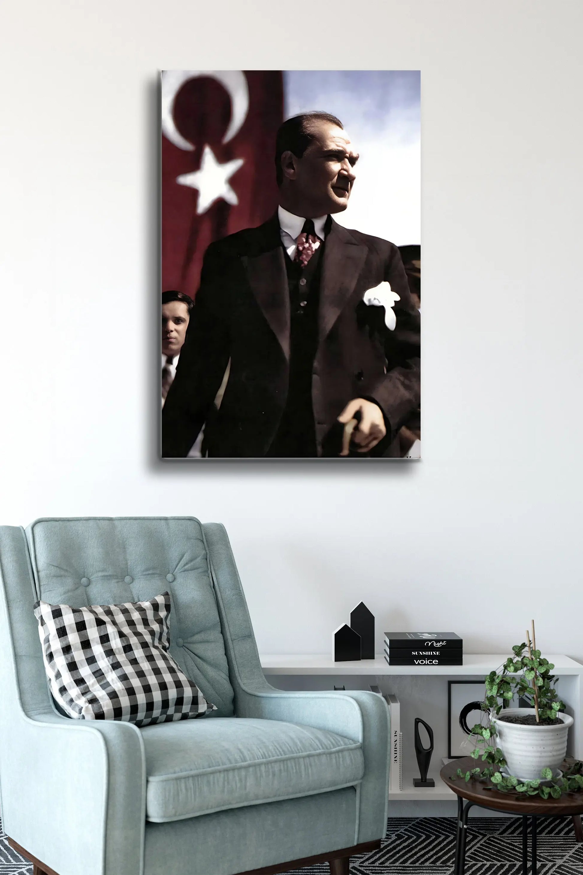 Atatürk Cam Tablo - Portre - Cam Tablo - Duvar Dekoru - Atatürk Portresi - Kaliteli Baskı Ata002 - Alcor Shop