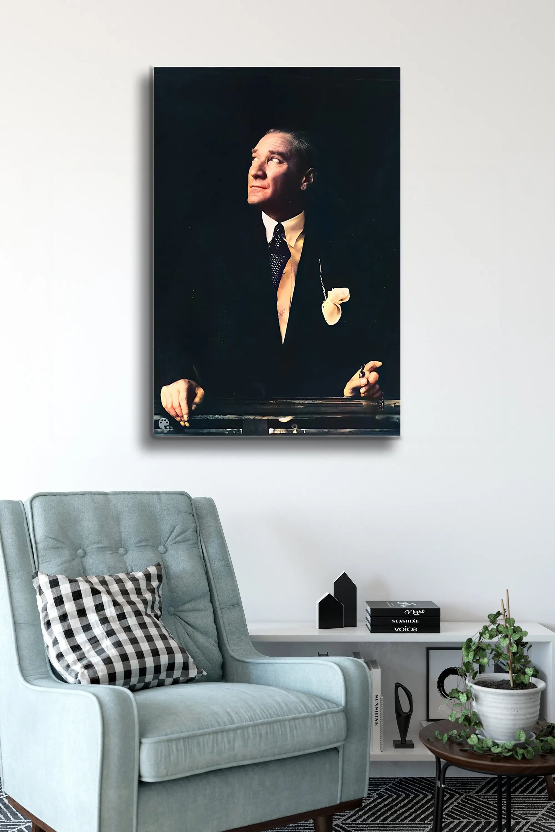 Atatürk Cam Tablo - Portre - Cam Tablo - Duvar Dekoru - Atatürk Portresi - Kaliteli Baskı Ata003 - Alcor Shop