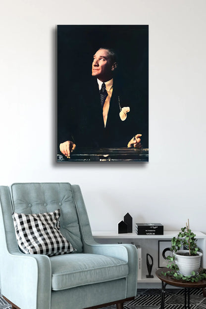 Atatürk Cam Tablo - Portre - Cam Tablo - Duvar Dekoru - Atatürk Portresi - Kaliteli Baskı Ata003 - Alcor Shop