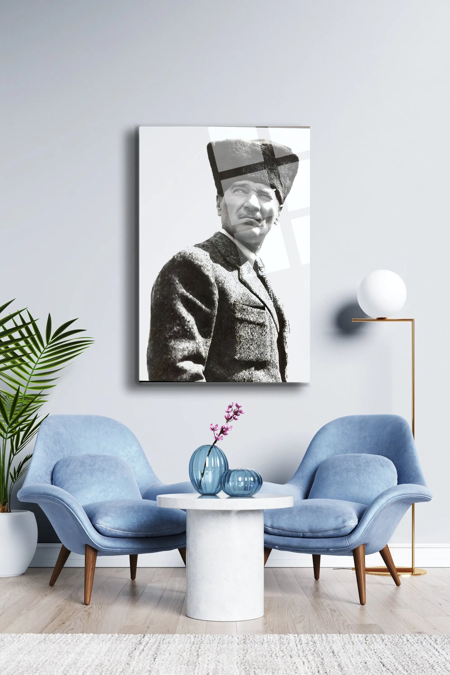 Atatürk Cam Tablo - Portre - Cam Tablo - Duvar Dekoru - Atatürk Portresi - Kaliteli Baskı Ata004 - Alcor Shop