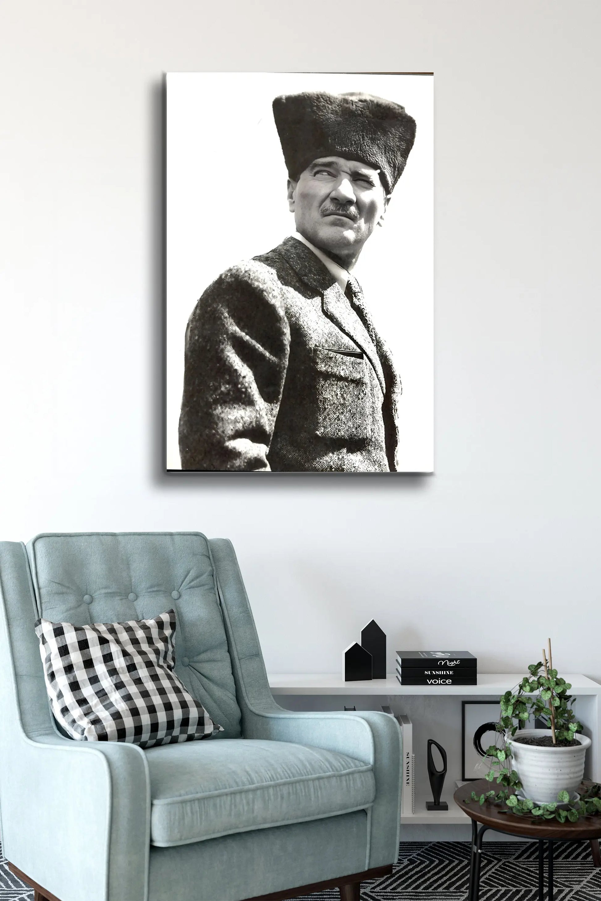 Atatürk Cam Tablo - Portre - Cam Tablo - Duvar Dekoru - Atatürk Portresi - Kaliteli Baskı Ata004 - Alcor Shop