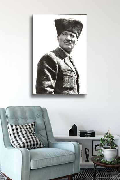 Atatürk Cam Tablo - Portre - Cam Tablo - Duvar Dekoru - Atatürk Portresi - Kaliteli Baskı Ata004 - Alcor Shop