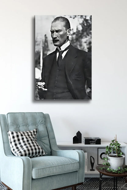 Atatürk Cam Tablo - Portre - Cam Tablo - Duvar Dekoru - Atatürk Portresi - Kaliteli Baskı Ata005 - Alcor Shop