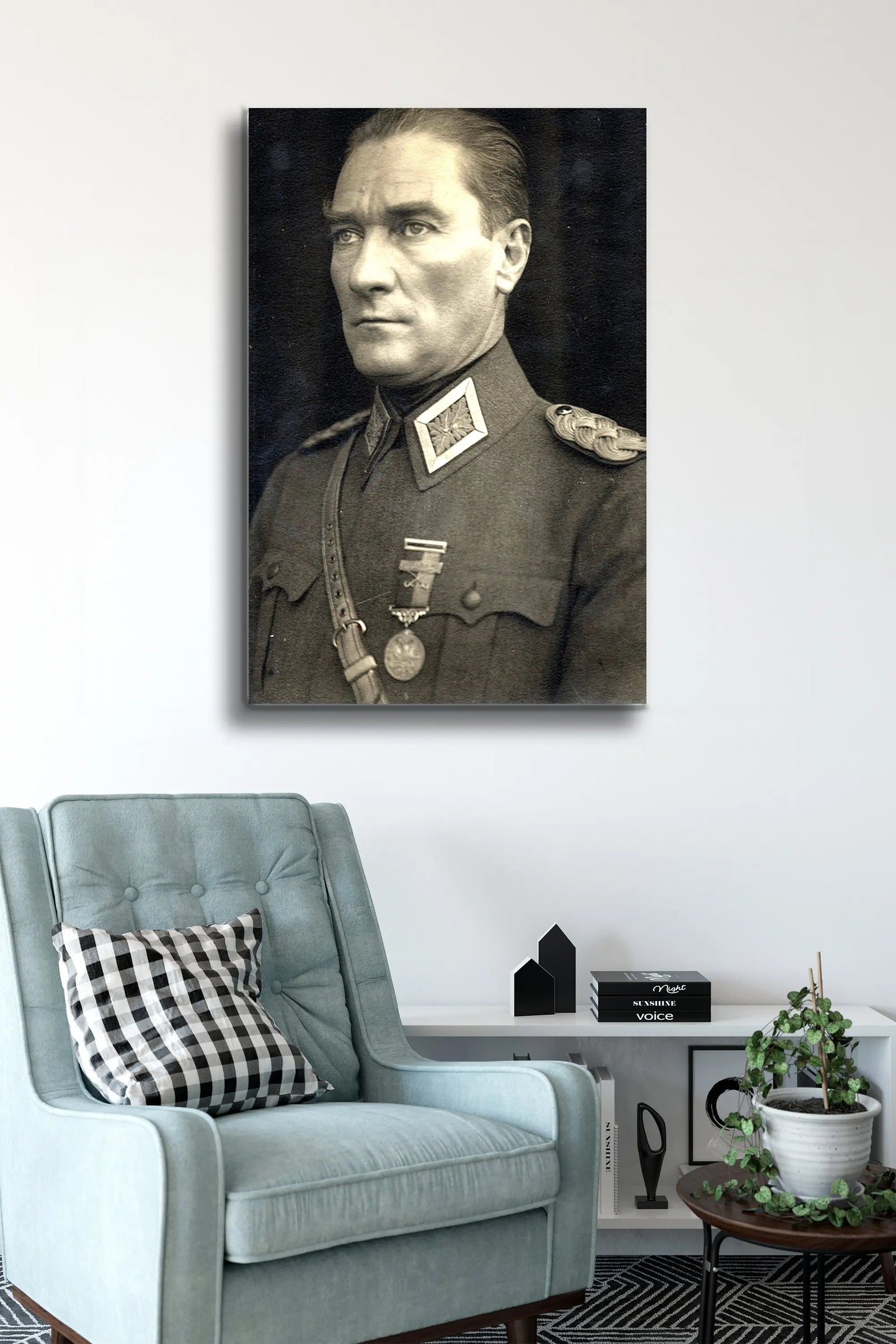Atatürk Cam Tablo - Portre - Cam Tablo - Duvar Dekoru - Atatürk Portresi - Kaliteli Baskı Ata007 - Alcor Shop