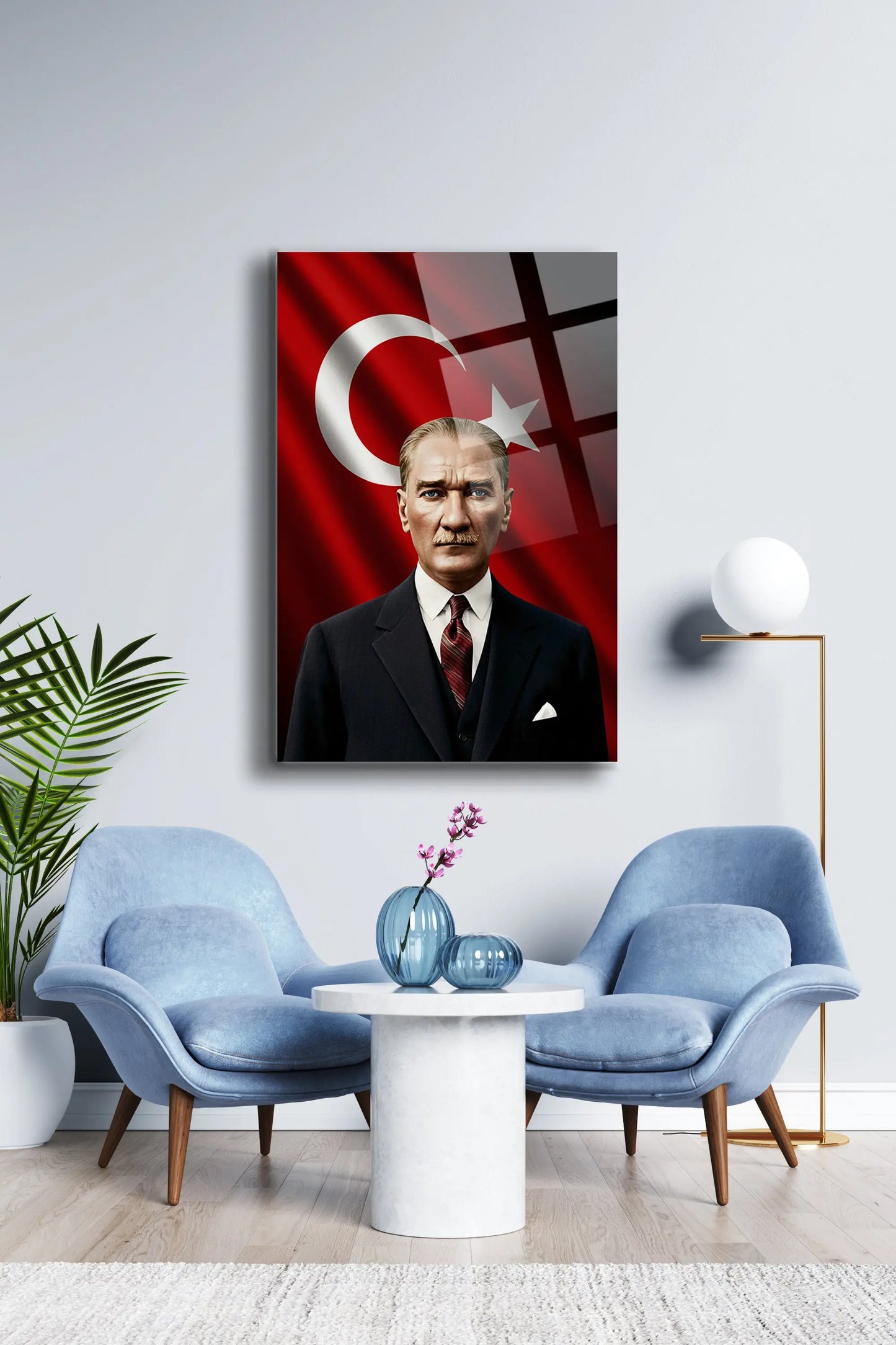 Atatürk Cam Tablo - Portre - Cam Tablo - Duvar Dekoru - Atatürk Portresi - Kaliteli Baskı Ata009 - Alcor Shop