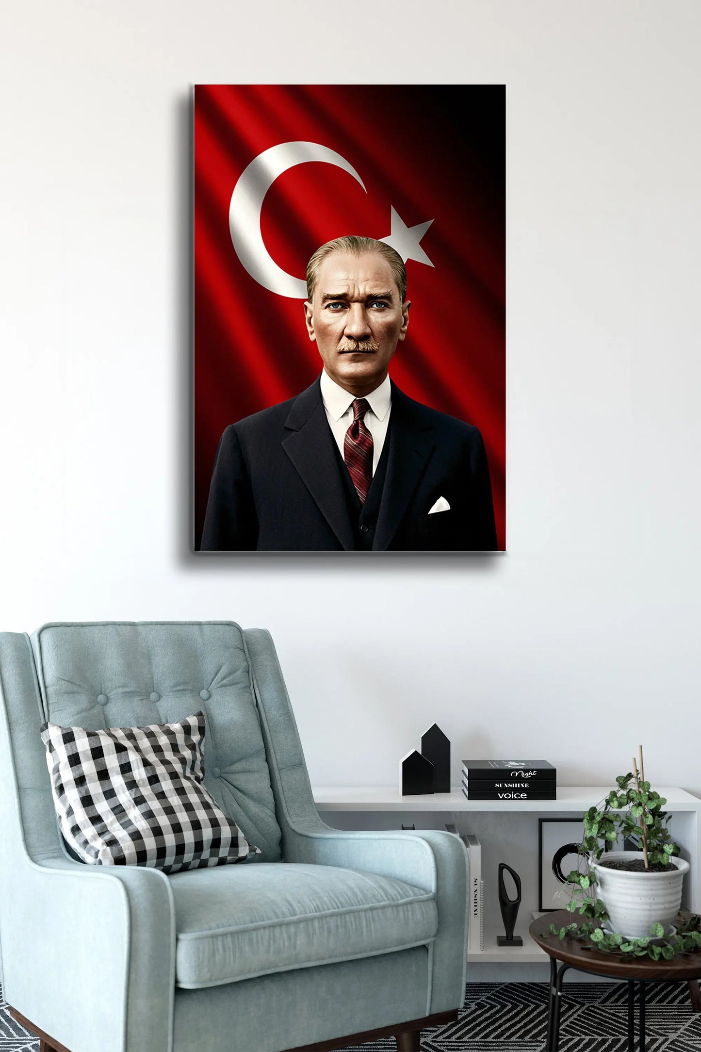 Atatürk Cam Tablo - Portre - Cam Tablo - Duvar Dekoru - Atatürk Portresi - Kaliteli Baskı Ata009 - Alcor Shop
