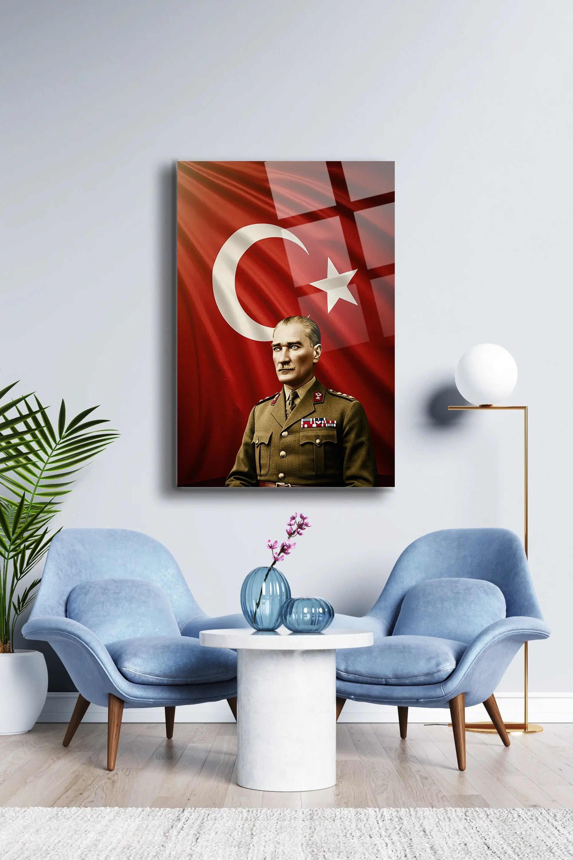 Atatürk Cam Tablo - Portre - Cam Tablo - Duvar Dekoru - Atatürk Portresi - Kaliteli Baskı Ata011 - Alcor Shop