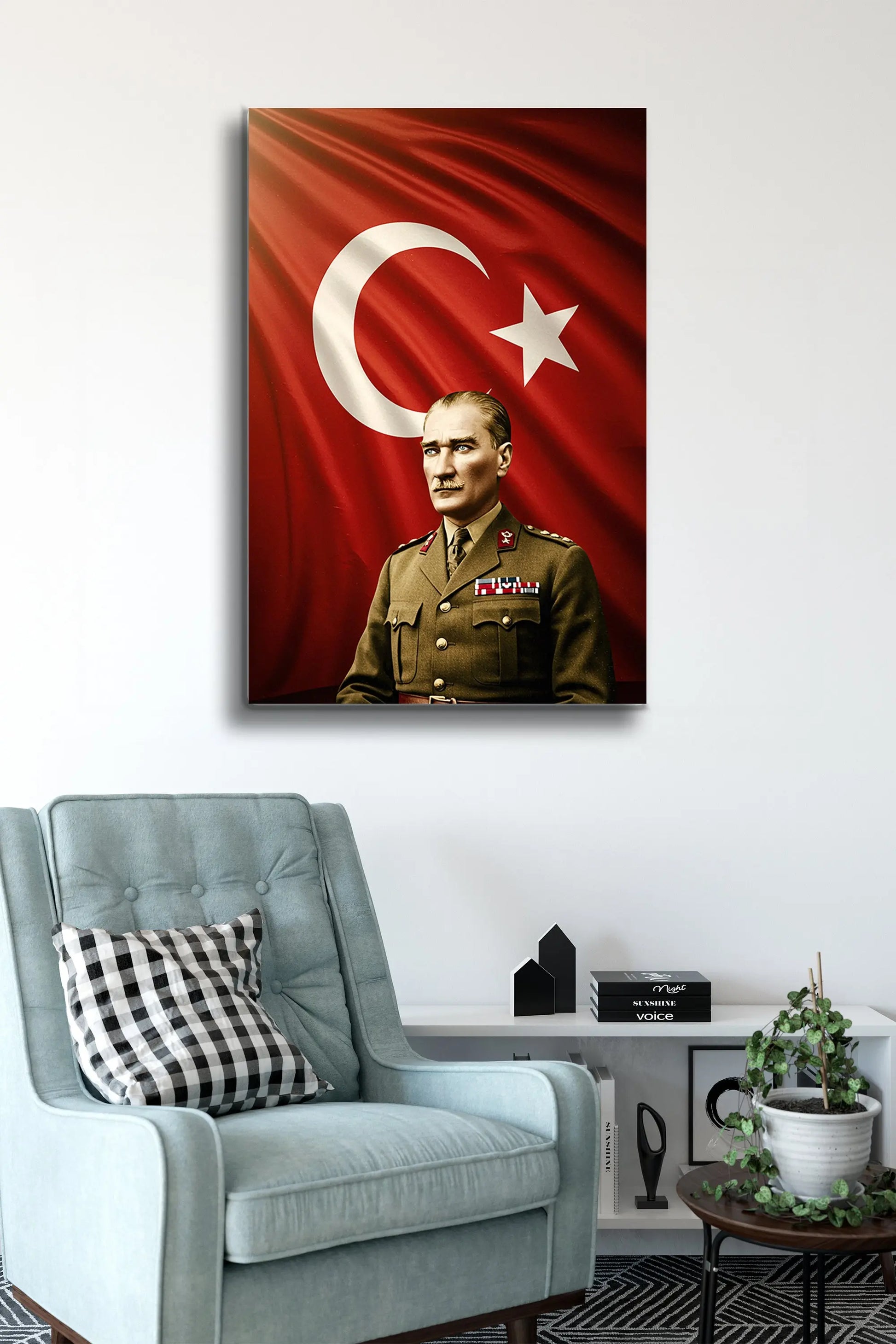 Atatürk Cam Tablo - Portre - Cam Tablo - Duvar Dekoru - Atatürk Portresi - Kaliteli Baskı Ata011 - Alcor Shop