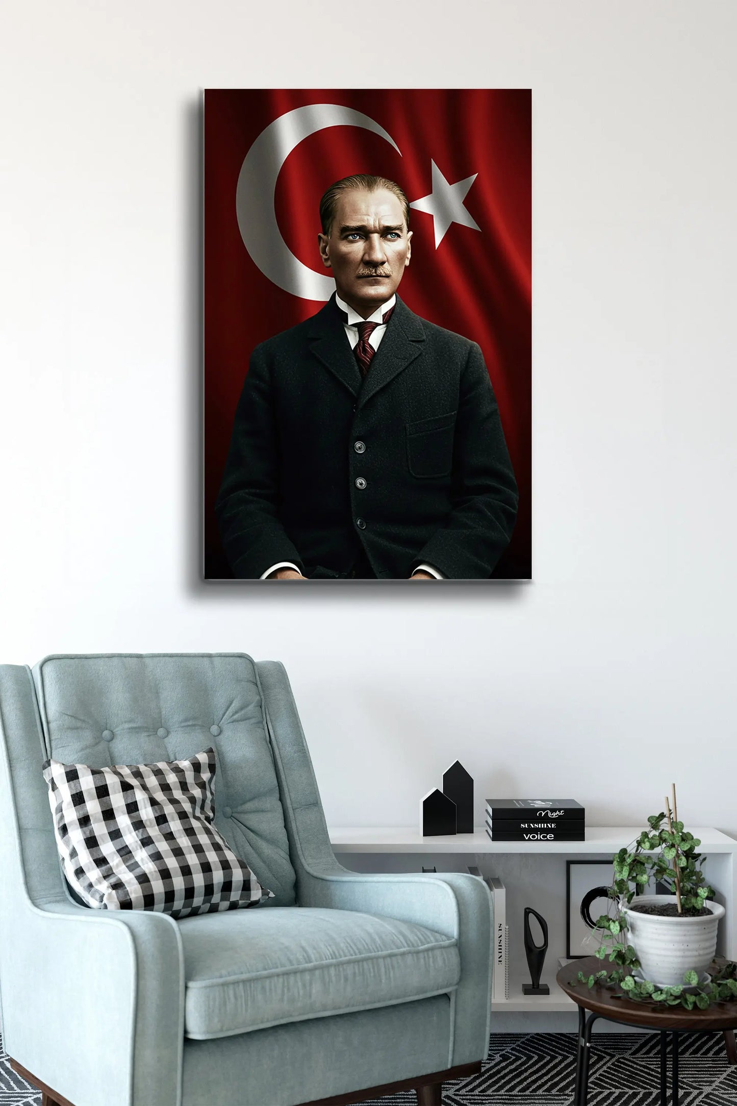 Atatürk Cam Tablo - Portre - Cam Tablo - Duvar Dekoru - Atatürk Portresi - Kaliteli Baskı Ata013 - Alcor Shop