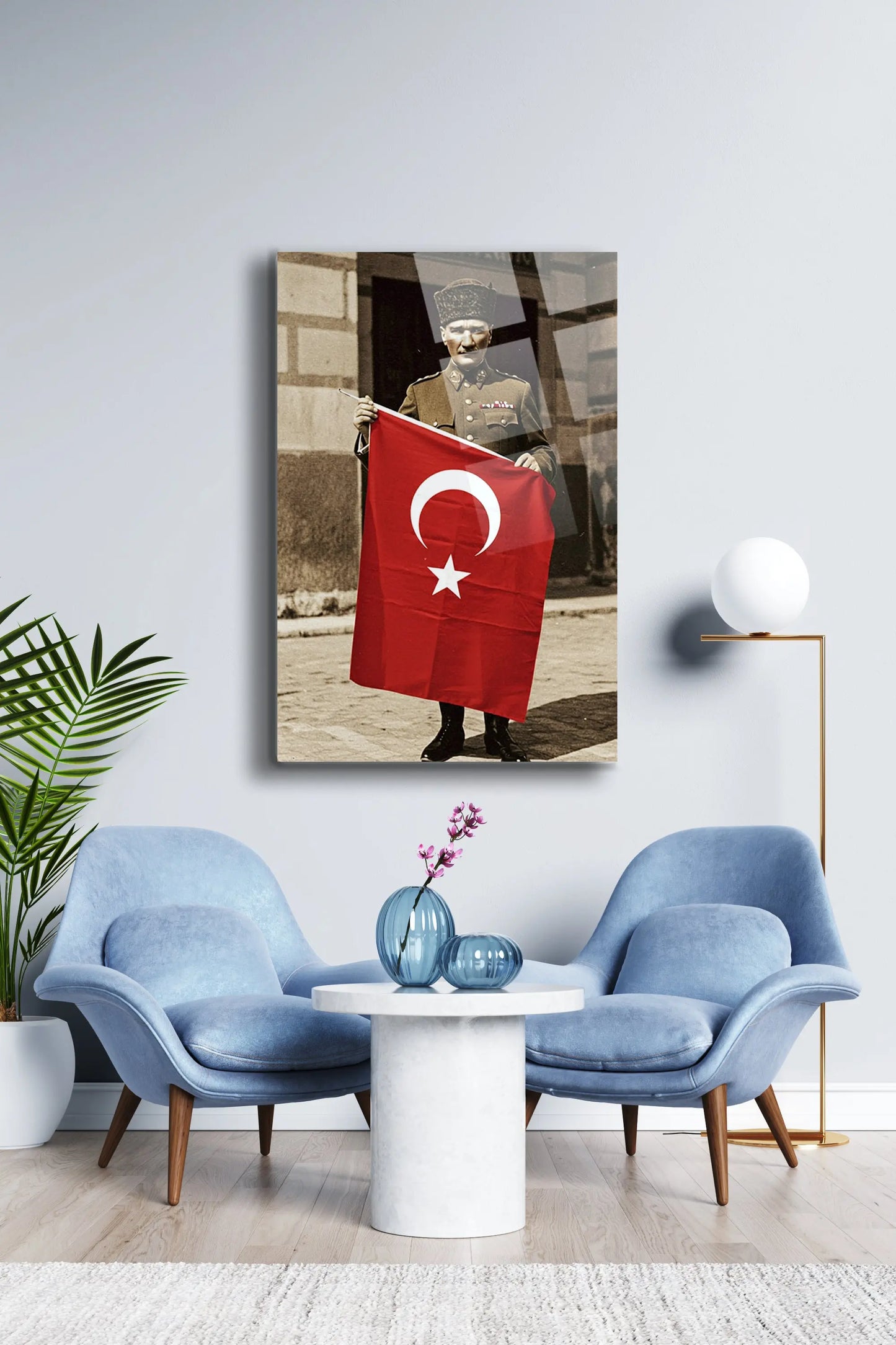 Atatürk Cam Tablo - Portre - Cam Tablo - Duvar Dekoru - Atatürk Portresi - Kaliteli Baskı Ata014 - Alcor Shop