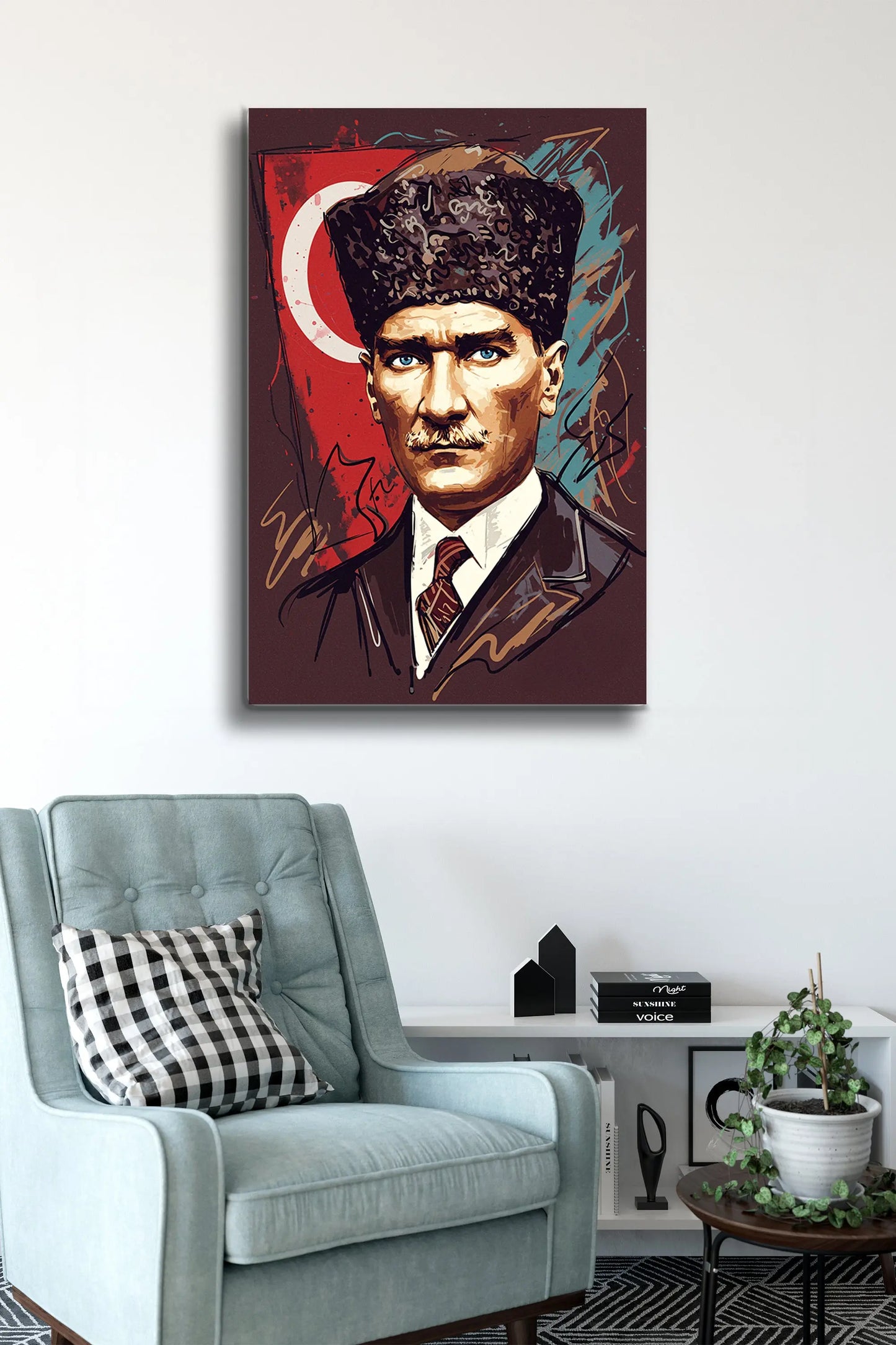 Atatürk Cam Tablo - Portre - Cam Tablo - Duvar Dekoru - Atatürk Portresi - Kaliteli Baskı Ata016 - Alcor Shop
