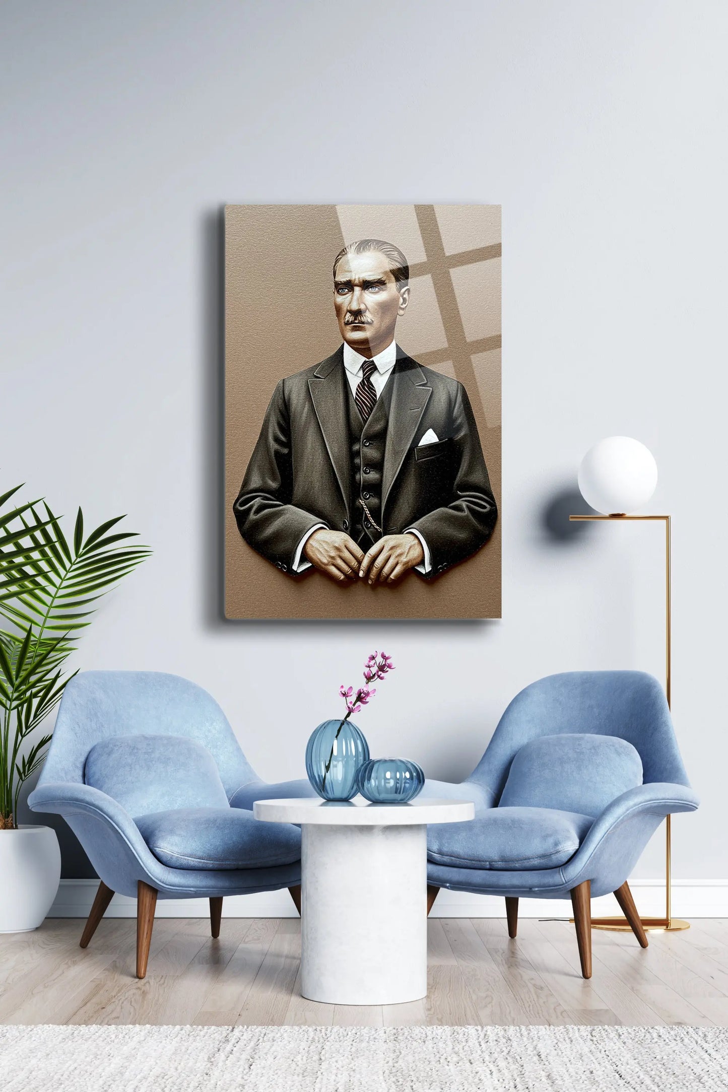 Atatürk Cam Tablo - Portre - Cam Tablo - Duvar Dekoru - Atatürk Portresi - Kaliteli Baskı Ata017 - Alcor Shop
