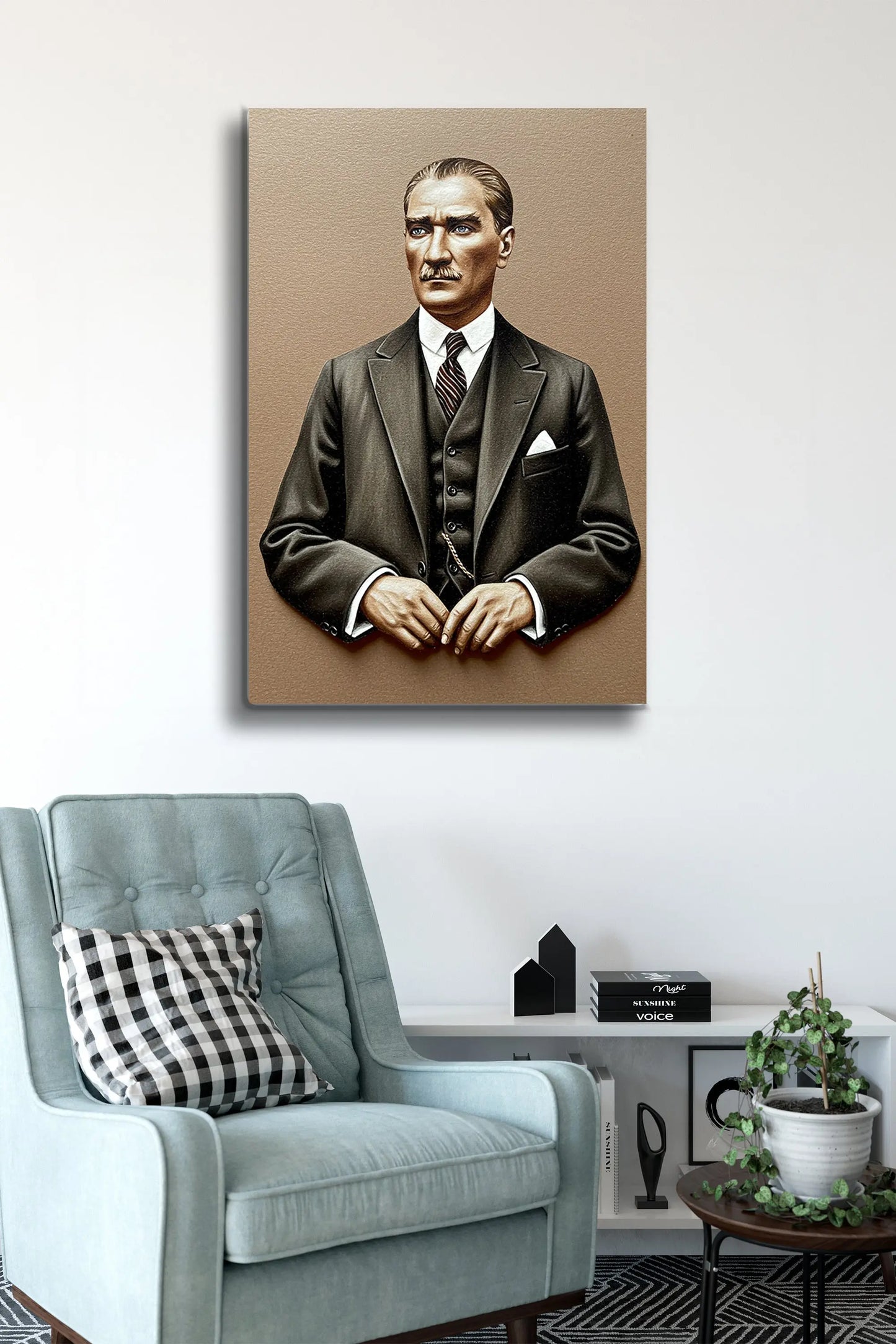 Atatürk Cam Tablo - Portre - Cam Tablo - Duvar Dekoru - Atatürk Portresi - Kaliteli Baskı Ata017 - Alcor Shop