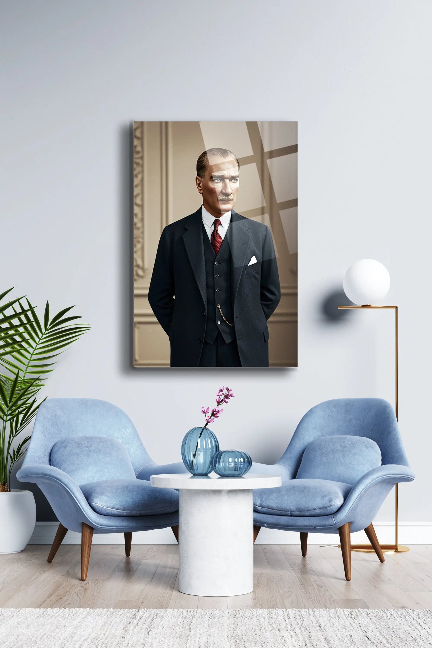 Atatürk Cam Tablo - Portre - Cam Tablo - Duvar Dekoru - Atatürk Portresi - Kaliteli Baskı Ata019 - Alcor Shop