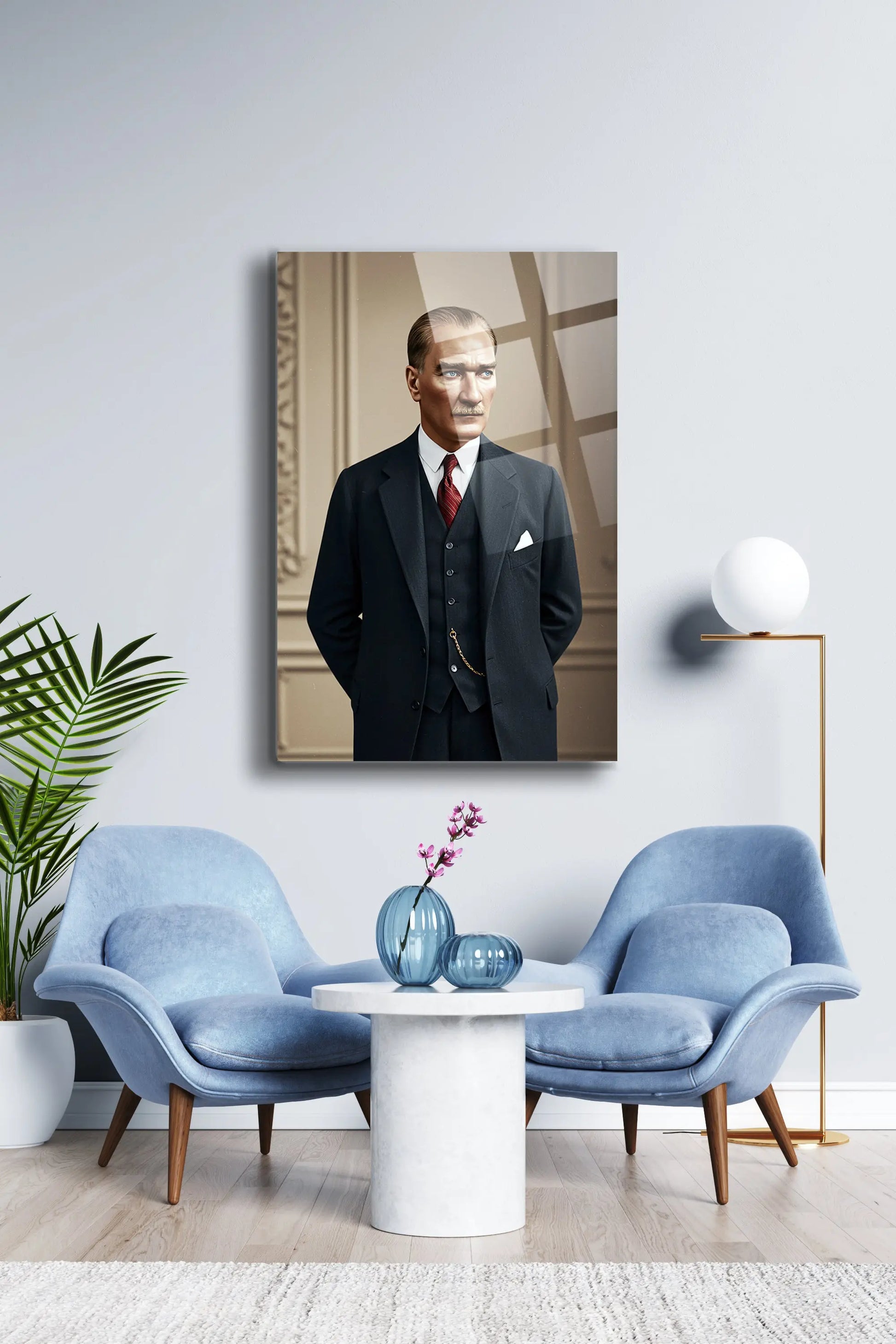 Atatürk Cam Tablo - Portre - Cam Tablo - Duvar Dekoru - Atatürk Portresi - Kaliteli Baskı Ata019 - Alcor Shop