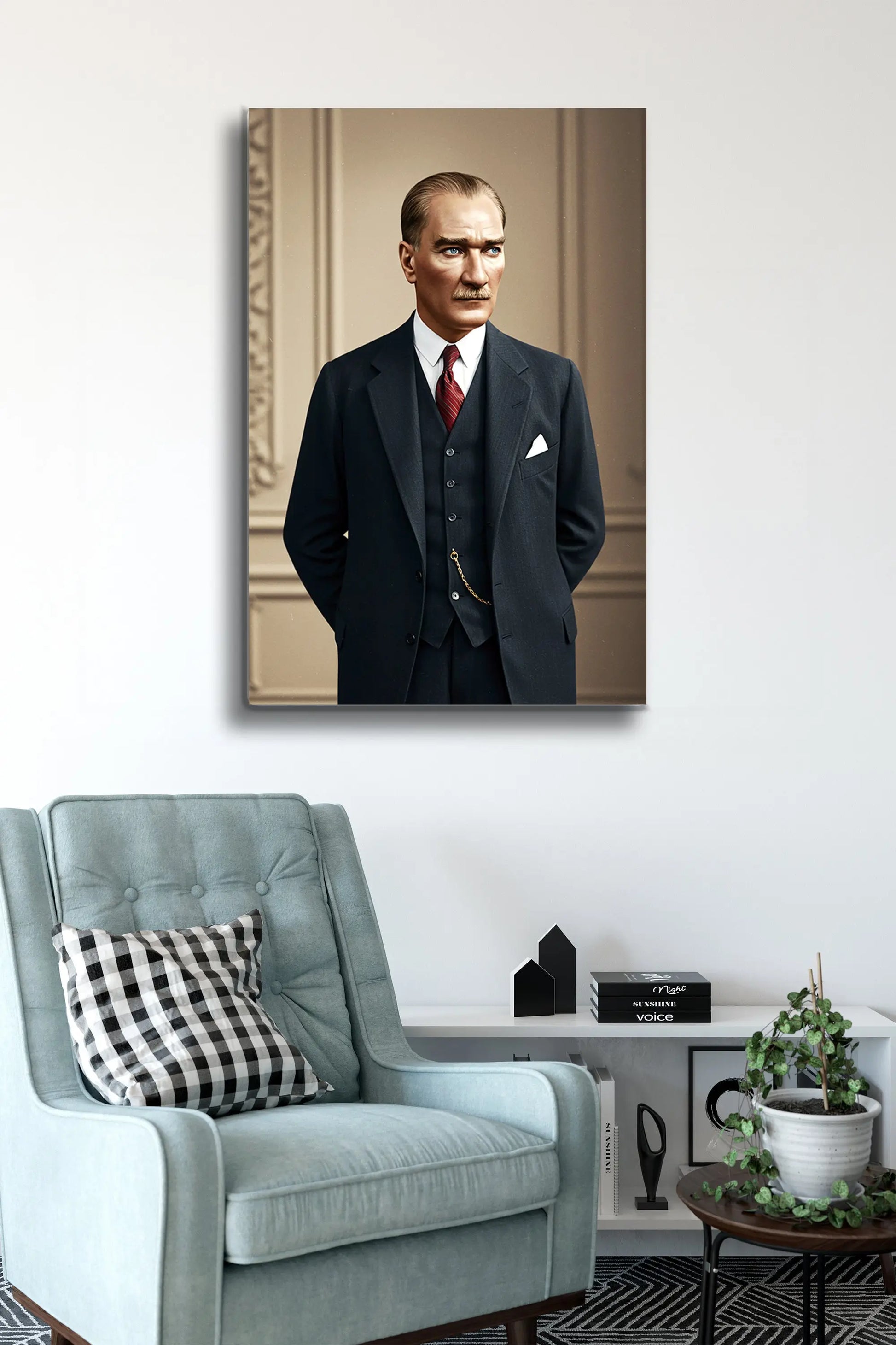 Atatürk Cam Tablo - Portre - Cam Tablo - Duvar Dekoru - Atatürk Portresi - Kaliteli Baskı Ata019 - Alcor Shop