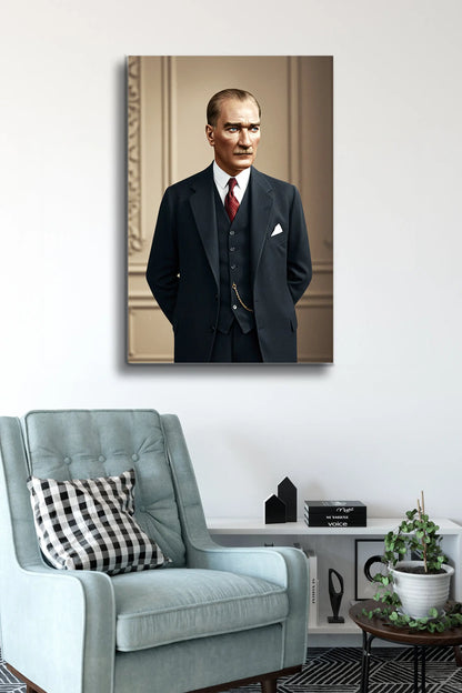 Atatürk Cam Tablo - Portre - Cam Tablo - Duvar Dekoru - Atatürk Portresi - Kaliteli Baskı Ata019 - Alcor Shop