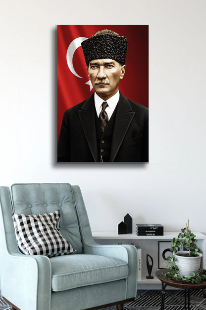 Atatürk Cam Tablo - Portre - Cam Tablo - Duvar Dekoru - Atatürk Portresi - Kaliteli Baskı Ata020 - Alcor Shop
