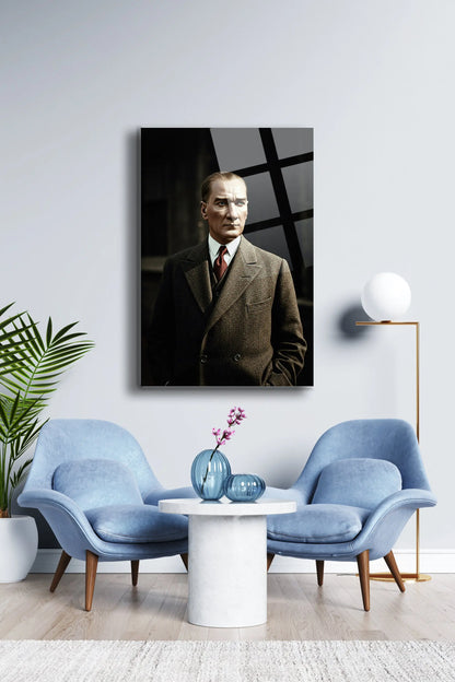 Atatürk Cam Tablo - Portre - Cam Tablo - Duvar Dekoru - Atatürk Portresi - Kaliteli Baskı Ata022 - Alcor Shop