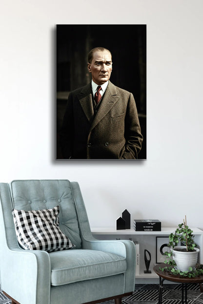 Atatürk Cam Tablo - Portre - Cam Tablo - Duvar Dekoru - Atatürk Portresi - Kaliteli Baskı Ata022 - Alcor Shop