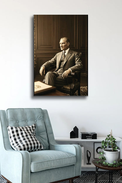 Atatürk Cam Tablo - Portre - Cam Tablo - Duvar Dekoru - Atatürk Portresi - Kaliteli Baskı Ata023 - Alcor Shop