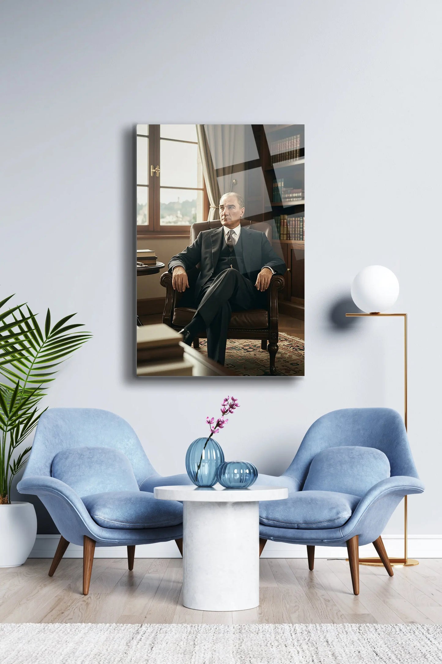 Atatürk Cam Tablo - Portre - Cam Tablo - Duvar Dekoru - Atatürk Portresi - Kaliteli Baskı Ata024 - Alcor Shop