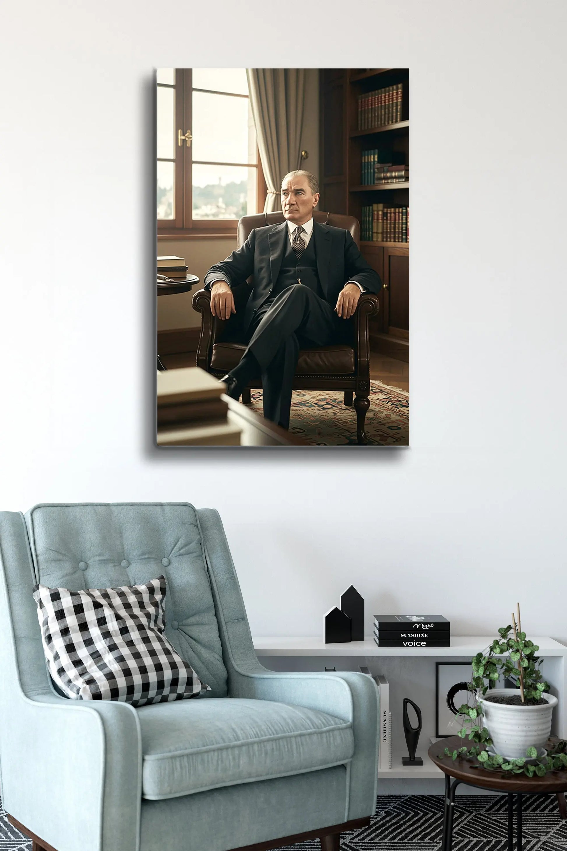 Atatürk Cam Tablo - Portre - Cam Tablo - Duvar Dekoru - Atatürk Portresi - Kaliteli Baskı Ata024 - Alcor Shop